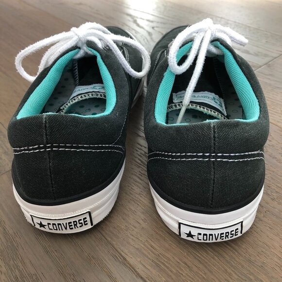Converse Casual Low Cut Lace Up Canvas Sneakers Black Turquoise White Sz 9.5W/8M - Picture 4 of 10